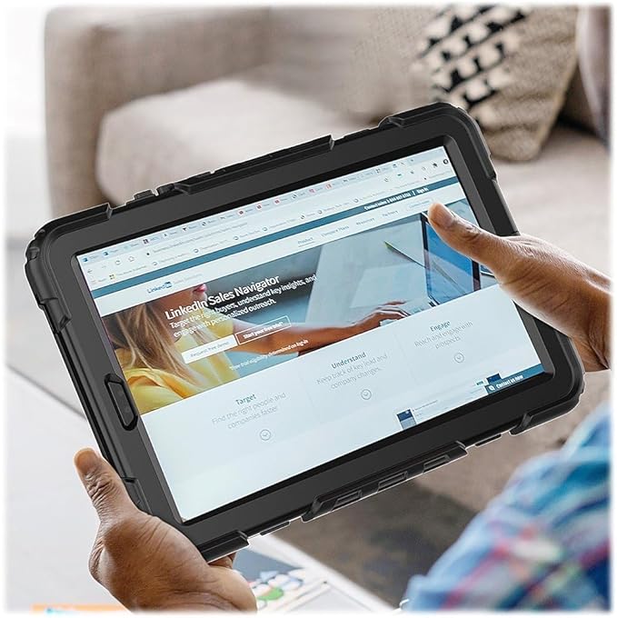 SaharaCase Defense Series Case Cover for Lenovo Tab M9 (2023) [Shockproof Bumper] Heavy Duty Rugged Protection Antislip Integrated Kickstand with HandStrap - Black