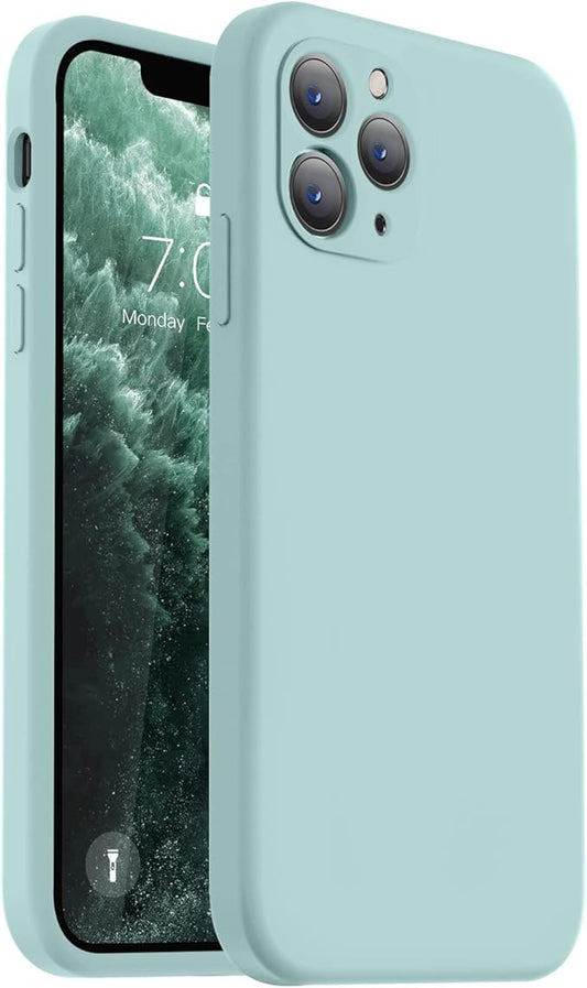 Vooii Compatible with iPhone 11 Pro Max Case, Upgraded Liquid Silicone with [Flat Edges] [Camera Protection] [Soft Anti-Scratch Microfiber Lining] Phone Case for iPhone 11 Pro Max - Mint