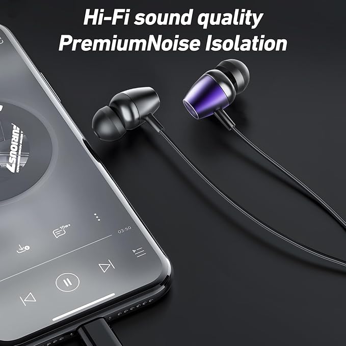 2Pack USB C Headphones Wired Earphones Type C Earbuds for iPhone 15 16 17 Pro Max Plus,USBC Ear Buds with Mic Volume Control HiFi Stereo Noise Cancelling for Galaxy S24/S23/S22/S21/A53, Pixel 8/7/6