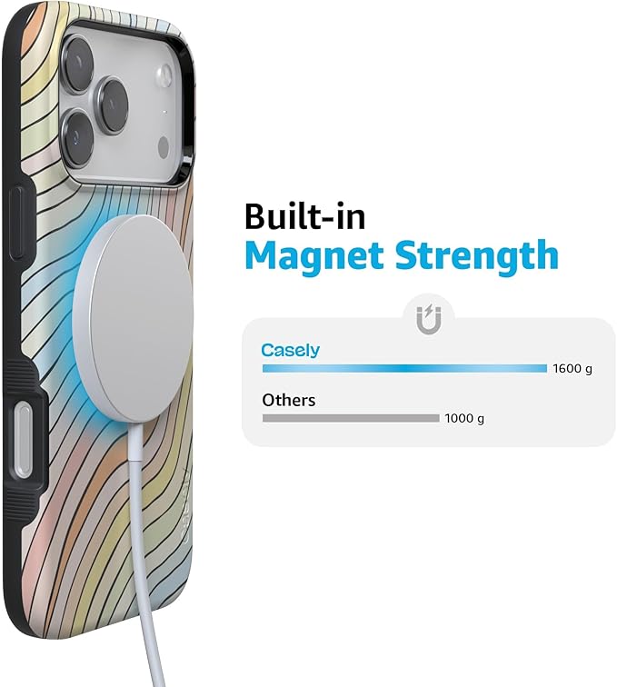 Casely iPhone 17 Pro Case | Ride The Wave | Pastel Rainbow Lined | Compatible with MagSafe | Bold Protective Design