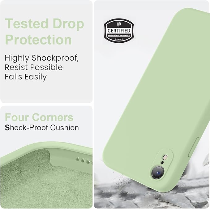 Vooii Compatible with iPhone XR Case, Upgraded Liquid Silicone with [Flat Edges] [Camera Protection] [Soft Anti-Scratch Microfiber Lining] Phone Case for iPhone 10 XR 6.1 inch - Matcha