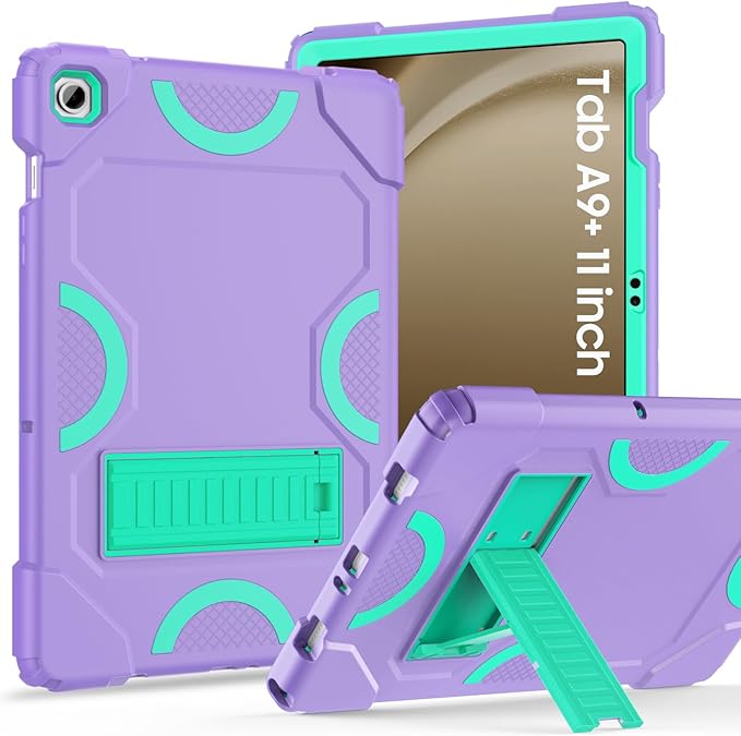 Case for Samsung Galaxy Tab A9+ 11 Inch 2023 Model (X210/X216/X218), Heavy Duty Shockproof Rugged Protective Case for Galaxy Tab A9 Plus Tablet (Purple+Teal)