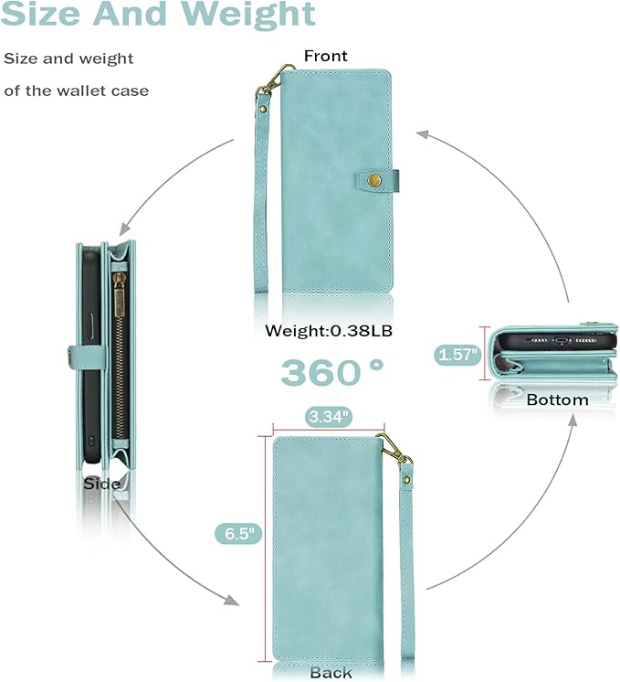 TwoHead Wallet Case Compatible with Samsung Galaxy S24 Plus Blue | Card Holder, Detachable, Magnetic, PU Leather, All-Round Protective, Phone Case Wallet, Wrist Strap