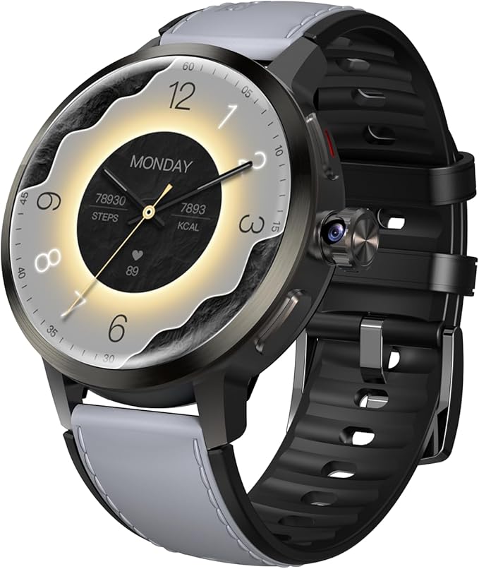 4G Smart Watch SL8541E Quad Core 2GB+16GB Rotating Camera Men Watch 1.75" AMOLED Large Screen Android 8.1 Smartwatch 1520mAh WiFi Bluetooth GPS Fitness Tracker Sport Watch (Gray)