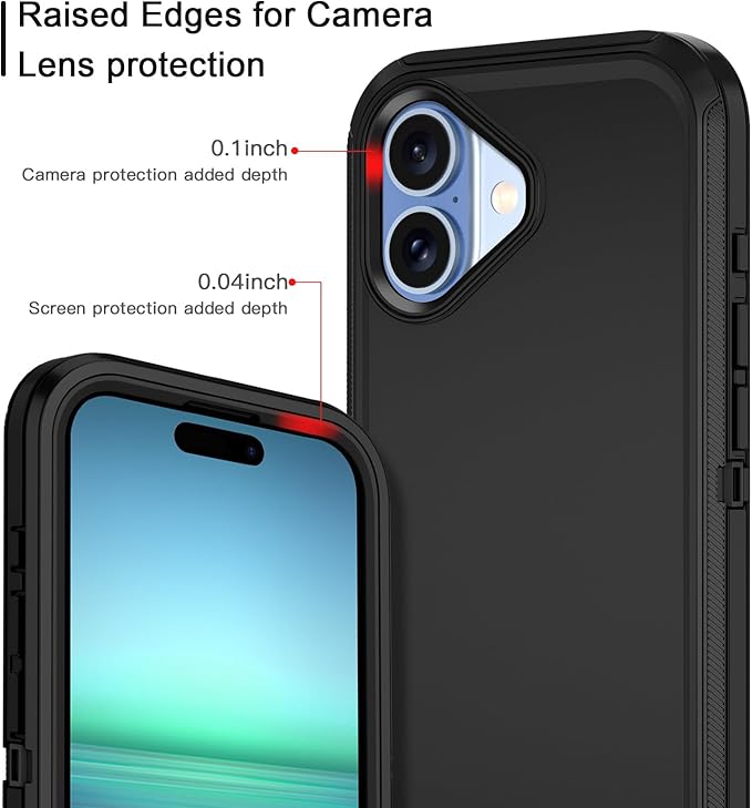 for iPhone 17 Case Shockproof Dust/Drop Proof 3-Layer Full Body Protection [Without Screen Protector] Rugged Heavy Duty Cover Case for Apple iPhone 17 6.3" 2025,Black