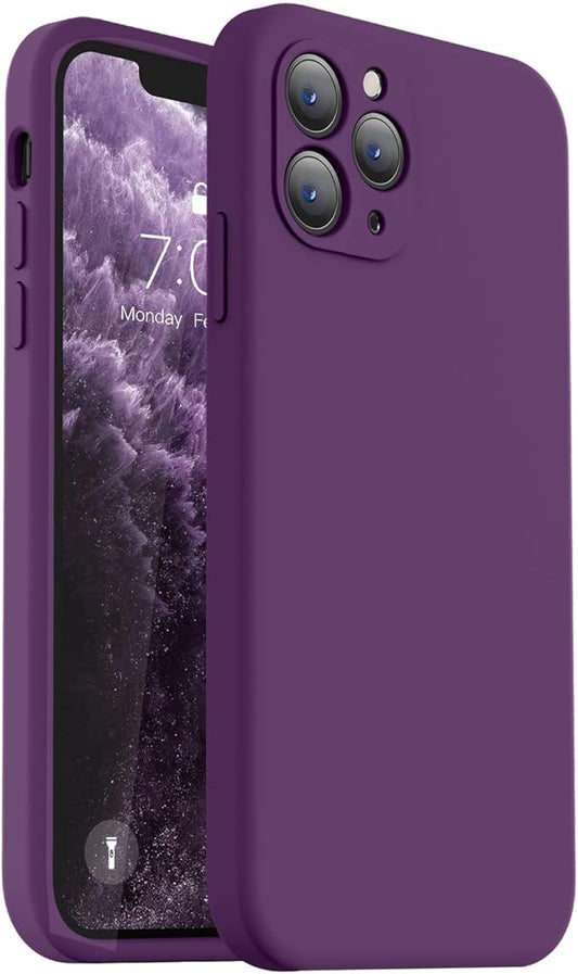 Vooii Compatible with iPhone 11 Pro Max Case, Upgraded Liquid Silicone with [Flat Edges] [Camera Protection] [Soft Anti-Scratch Microfiber Lining] Phone Case for iPhone 11 Pro Max - Grape