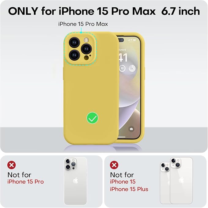 Vooii Compatible with iPhone 15 Pro Max Case, Upgraded Premium Silicone, [Camera Protection] [Soft Anti-Scratch Microfiber Lining] Shockproof Phone Case for iPhone 15 Pro Max 6.7 inch - Canary Yellow