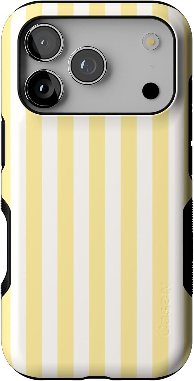 Casely iPhone 17 Pro Case | Butter Yellow Stripes | Sunday Best | Bold Protective Design | Compatible with MagSafe