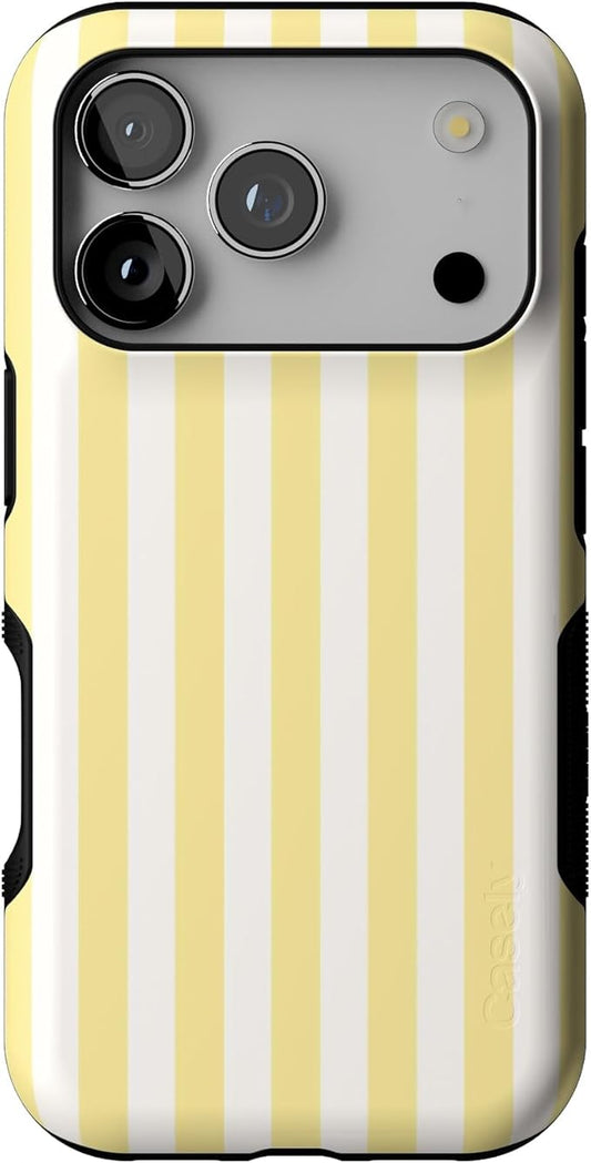 Casely iPhone 17 Pro Case | Butter Yellow Stripes | Sunday Best | Bold Protective Design | Compatible with MagSafe