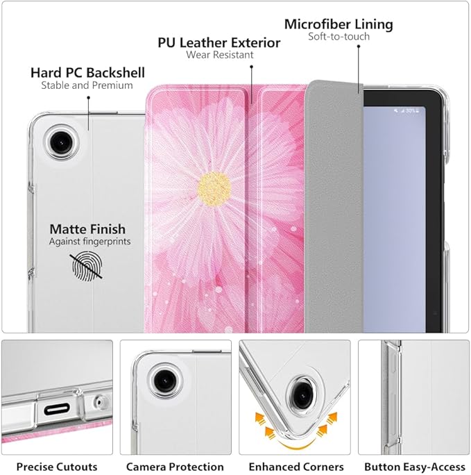 MoKo Case for Galaxy Tab A9+/A9 Plus 11 inch 2023, Slim Stand Protective Smart Cover with Hard PC Translucent Back Shell for Tab A9 Plus Tablet (SM-X210/X216/X218), Auto Wake/Sleep, Coreopsis