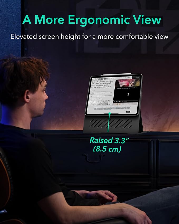 ESR for iPad Pro 13 Inch Case M4(2024), iPad Pro 13 Rotating Case with Removable Magnetic Cover, Adjustable Portrait/Landscape Stand with Raised Screen View, 9 Standing Angles, Shift Series, Black