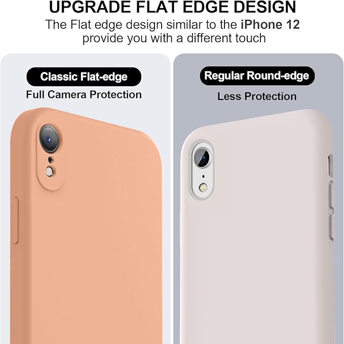 Vooii Compatible with iPhone XR Case, Upgraded Liquid Silicone with [Flat Edges] [Camera Protection] [Soft Anti-Scratch Microfiber Lining] Phone Case for iPhone 10 XR 6.1 inch - Cantaloupe