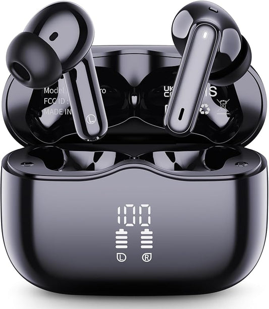 Wireless Earbuds, 2025 Bluetooth 5.4 Headphones in Ear with 4 ENC Noise Cancelling Mic, New Wireless Earphones HiFi Stereo Deep Bass 40H Playtime, LED, in-Ear Bluetooth Ear Buds IP7 Waterproof, USB-C