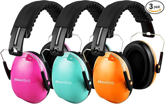 MelonArt Kids Ear Protection Earmuffs Safety Hearing Protection Headphones Noise Reduction for Autism Sensory Kids Chirldren (Mint & Pink & Orange)