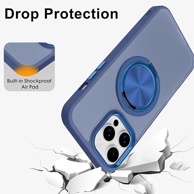 ZIYE Blue Case for iPhone 14 Pro Case with Stand [Compatible with MagSafe] Slim Heavy Duty Protection Military Grade Shockproof Magnetic Cover with 360 Rotatable Ring Kickstand for Women Men
