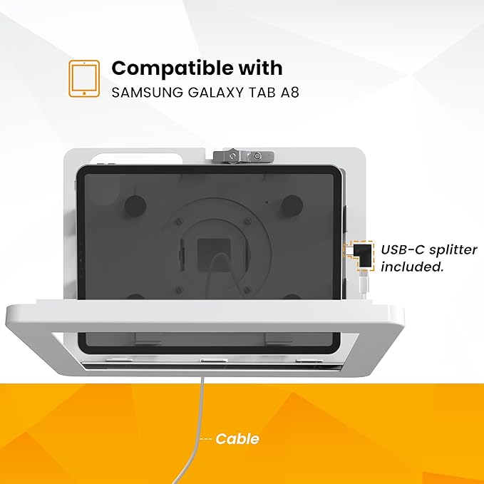 Tablet Wall Mount Compatible with Samsung Galaxy 10.5" Tab A8 Anti-Theft Lock Adjustable BSW101WG