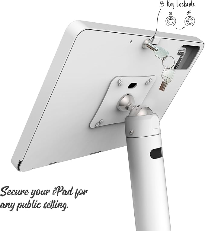 Tablet Kiosk Floor Stand, All Metal Rotate Lockable - Compatible with 10.9" iPad 10th, Pro 11" 1 2 3 4, Air 4 5, Air 11", iPad 11"(A16) - BSF301WA