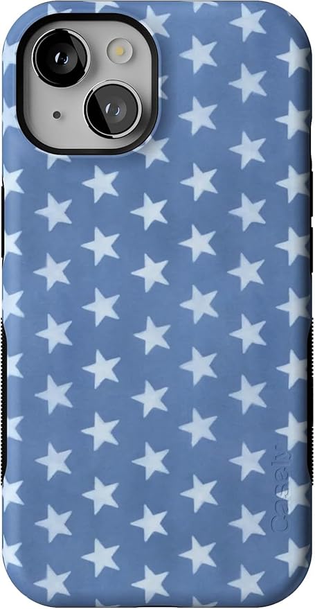 Casely iPhone 14 Case | Coastal Blues | Denim Stars | Compatible with MagSafe | Bold Protective Design