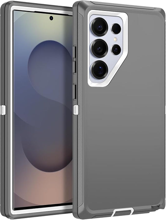 for Samsung Galaxy S25 Ultra Case Heavy Duty Protective Case Shockproof Dropproof 3-Layer Full Body Protection [Without Screen Protector] Tough Rugged Case for Galaxy S25 Ultra,Grey/White