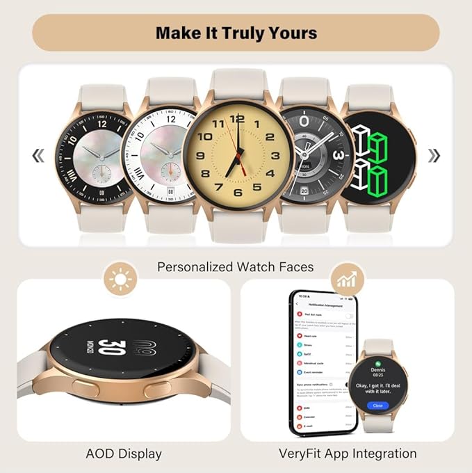 Smart Watch for Women, Built-in Alexa, GPS, HRV, VO2 Max, Blood Oxygen, Sleep & Stress Monitor, Compass, Altimeter, 1.32" AMOLED, Fitness & Women’s Health, iOS Compatible