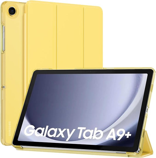 MoKo Case for Galaxy Tab A9+/A9 Plus 11 inch 2023, Slim Stand Protective Smart Cover with Hard PC Translucent Back Shell for Tab A9 Plus Tablet (SM-X210/X216/X218), Auto Wake/Sleep, Yellow