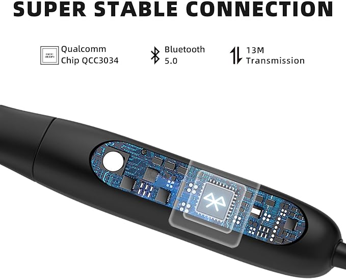 SoundMAGIC S20BT Neckband Bluetooth Headphones Wireless Earphones HiFi Stereo in Ear Headset with Microphone Lightweight Sports Earbuds Long Playtime Stable Connection Black