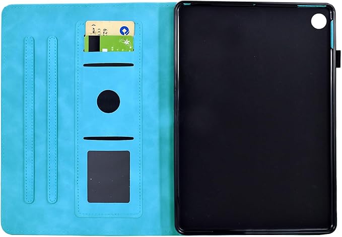 Mandala Flower Case Compatible with Galaxy Tab A9+ Plus 11 Inch 2024 2023 (SM-X210/X216/X218), Cute Elegant Embossed Suede Leather Folio Stand Case Protective Cover with Auto Wake/Sleep, SkyBlue