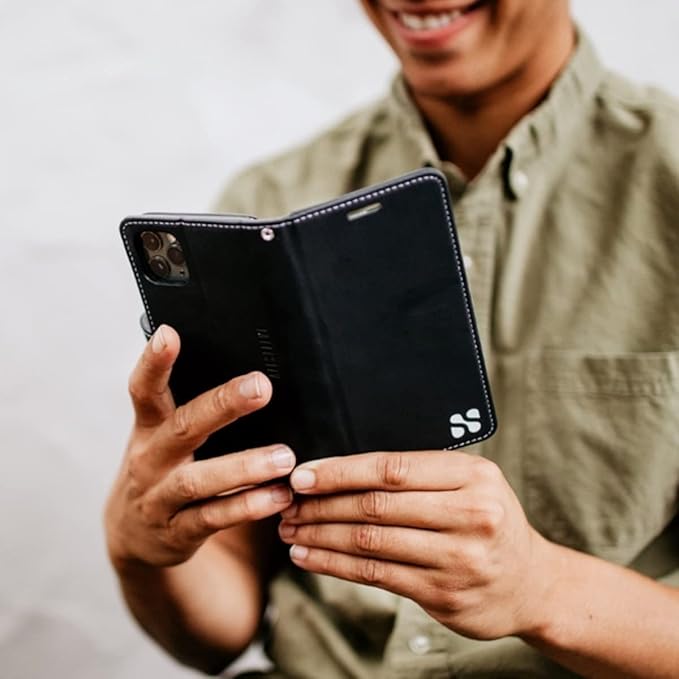 SafeSleeve EMF Protection Anti Radiation Samsung Galaxy Case: Galaxy S23 RFID EMF Blocking Wallet Cell Phone Case (Black)