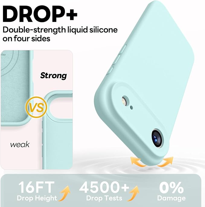 Vooii Magnetic Compatible with iPhone Air Case (Compatible with Magsafe) (Upgraded Camera Protection) Liquid Silicone Shockproof Full Body Protective Phone Cover for Women Men, Mint, 6.5"