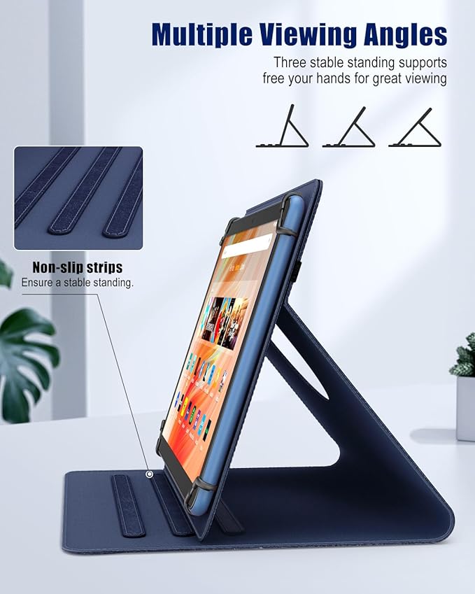 TiMOVO Universal Case for 9-11 Inch Tablet, 360 Degree Rotating Stand Protective Cover with Pen Pocket for 9 10 10.1 Inch Android Touchscreen Tablet, Dark Blue