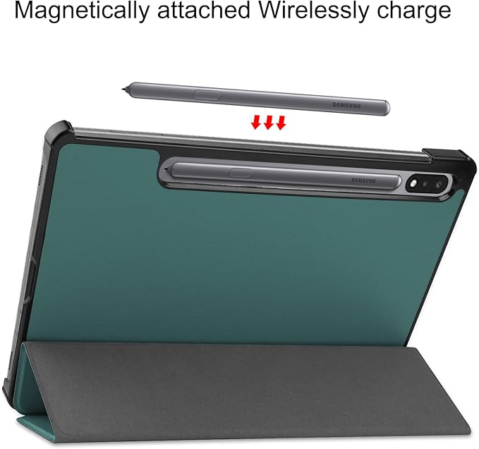 Smart Case for Samsung Galaxy Tab S10+ 2024/Tab S9 FE+/S9+ 2023 12.4-Inch, Ratesell Lightweight Trifold Stand Smart Case Cover with Auto Wake/Sleep Blackish Green