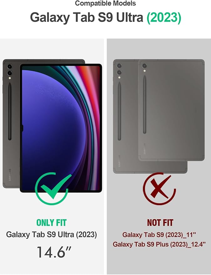 Poetic TurtleSkin Case for Samsung Galaxy Tab S10 Ultra (2024 Release) / S9 Ultra (2023 Release) 14.6 inch Case with S Pen Holder, Heavy Duty Shockproof Kids Friendly Protective Silicone Cover, Black