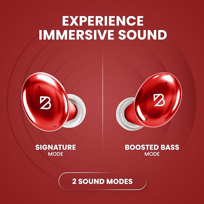 Back Bay Audio Tempo 30 Wireless Earbuds for Small Ears - Award-Winning Sound, Sweatproof Bluetooth Earbuds, Comfortable Ear Buds for Women, Red Earphones Small Ear Canals, Long Battery Headphones