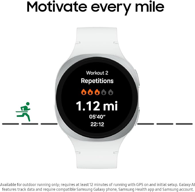 Samsung Galaxy Watch 8 (2025) 40mm Bluetooth Smartwatch, Cushion Design, Fitness Tracker, Sleep Coaching, Running Coach, Energy Score, Heart Rate Tracking, Silver [US Version, 2 Yr Warranty]