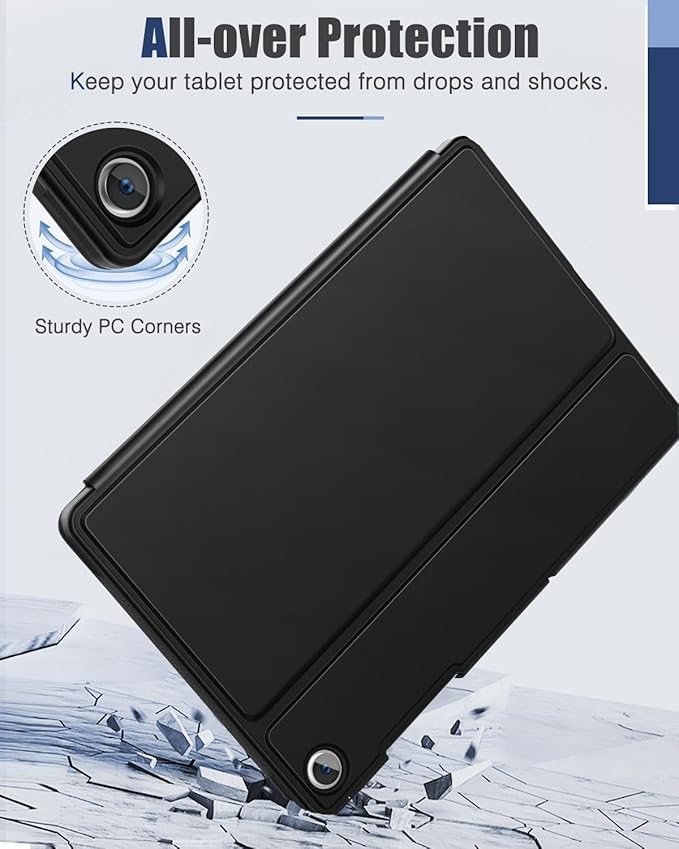 MoKo Case Compatible with Samsung Galaxy Tab A9 Plus 11-Inch 2023, Multi-Angle Slim Hard Back Shell Protective Cover Case with Auto Wake/Sleep Function, Black