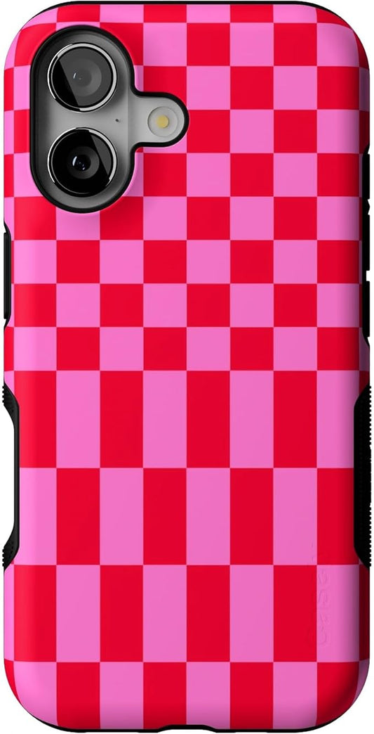 Casely iPhone 17 Case | Vibe Check | Pink Checkerboard | Bold Protective Design | Compatible with MagSafe