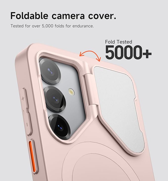 SURITCH for Samsung Galaxy S25 Phone Case, Magnetic Shockproof Bumper Case Slim Protective Cover with Camera Cover & Adjustable Metal Kickstand for Galaxy S25 (2025)-Sakura Pink