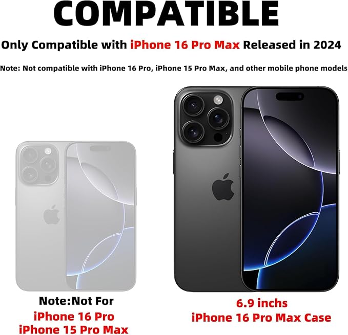 for iPhone 16 Pro Max Case Magnetic Compatible with MagSafe Wireless Charging with 2 Screen Protectors,Built-in Kickstand Ring Camera Heavy Duty Protection Military Grade Drop Shockproof Blue