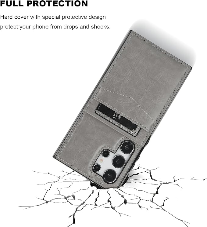 KIHUWEY for Samsung Galaxy S24 Ultra Case Wallet with Credit Card Holder, Flip Premium Leather Magnetic Clasp Kickstand Heavy Duty Protective Cover for Samsung Galaxy S24 Ultra 6.8" (Gray)