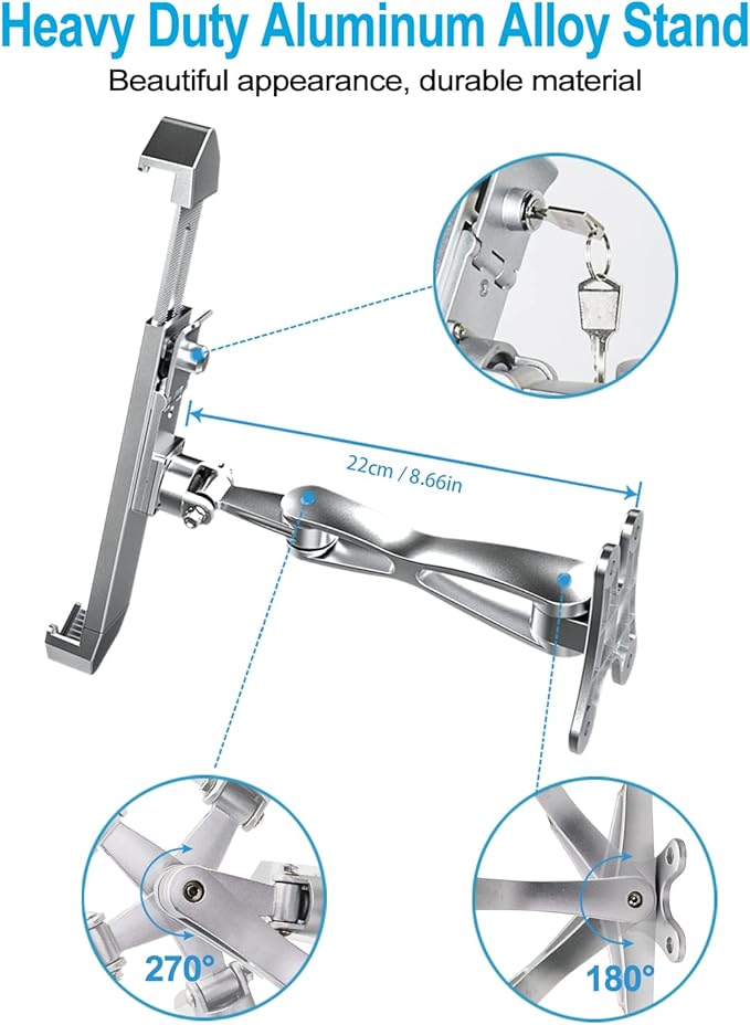 woleyi Anti-Theft Tablet Wall Holder Stand for 9"-14" Tablet, Security Heavy Duty Articulating in-Wall Tablets Mount with Lock and Key, Compatible with iPad Pro 13/Air, Surface Pro/Go, Galaxy Tabs