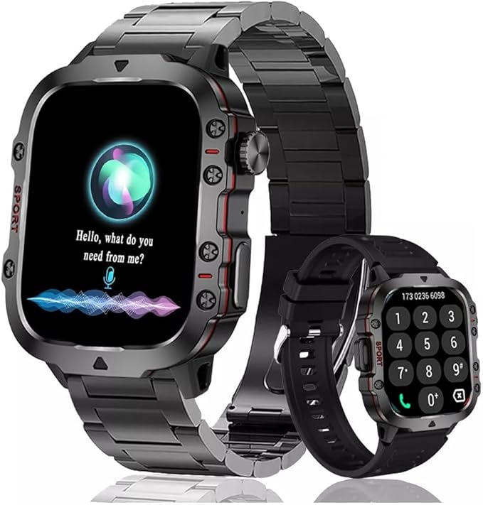 SmartWatch Men Bluetooth Call Fitness Tracker 1.91" HD Full Touch Screen Make/Answer Calls Smart Watches IP68 Waterproof Silicone Strap Outdoor Sport Activity Watch for Android iOS (Black)