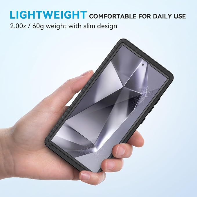 Lanhiem Magnetic for Samsung Galaxy S24 Ultra Case, IP68 Waterproof Dustproof, Built-in Screen Protector, Rugged Full Body Shockproof Cover for Galaxy S24 Ultra 5G 6.8 Inch, Black/Clear