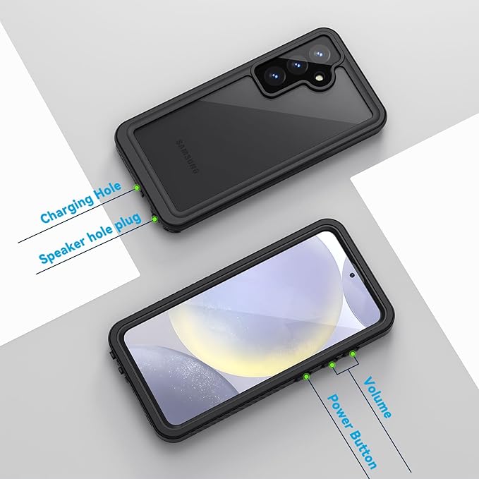Lanhiem for Samsung Galaxy S24 Phone Case IP68 Waterproof Dustproof, Built-in Screen Protector, Rugged Full Body Shockproof Protective Cover for Galaxy S24 5G 6.2 Inch, Black