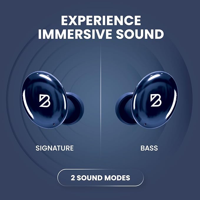 Tempo 30 Wireless Earbuds for Small Ears - Award-Winning Sound, Sweatproof Bluetooth Earbuds, Comfortable Ear Buds for Women, Navy Earphones for Small Ear Canals, Long Battery Headphone