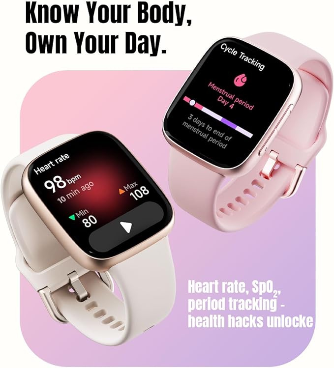 Smart Watch for Women Android & iPhone, 1.85" Ultra HD AMOLED Display,10 Day Battery, 3ATM Swimming Waterproof, Answer/Make Calls, Fitness/Heart Rate/Sleep Tracker/100 Sports, Beige