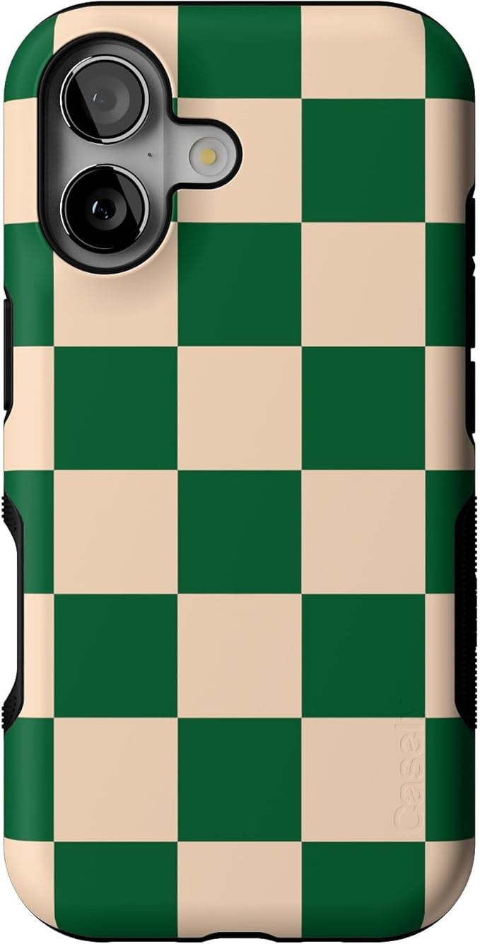 Casely iPhone 17 Case | Fit Check | Green Checkerboard | Bold Protective Design | Compatible with MagSafe