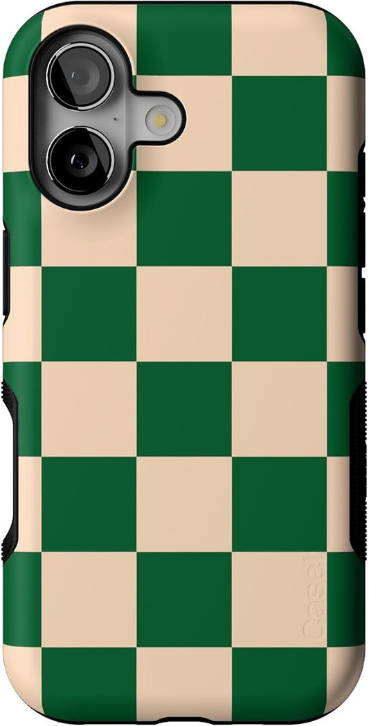 Casely iPhone 17 Case | Fit Check | Green Checkerboard | Bold Protective Design | Compatible with MagSafe