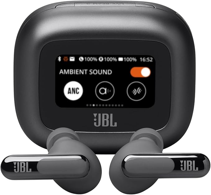 JBL Live Beam 3 - True Wireless Noise-Cancelling Stick-Closed Earbuds, 48Hrs Total Playback, Wireless Charging, 6 Mics for Perfect Calls, Multi-Point Connection, IP55 Waterproof and dustproof (Black)