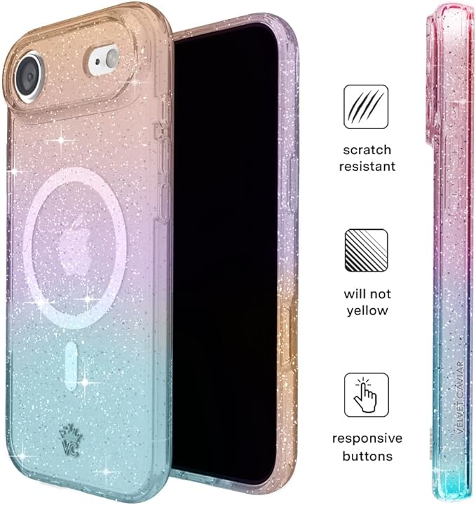 VELVET CAVIAR Case for iPhone 17 Air | Compatible with MagSafe | 10ft Drop Tested | Protective Designer Cases | Ombre Stardust Glitter