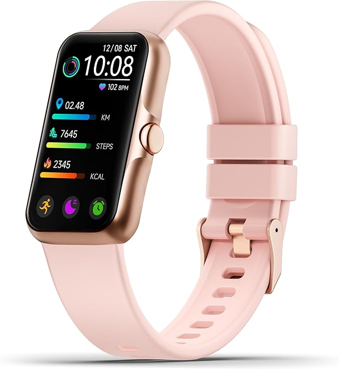 Health Fitness Tracker, Smart Watch with 24/7 Heart Rate and Blood Oxygen Monitor, Sleep Tracker with IP68 Waterproof, Activity Tracker Pedometer Step Counter for Women Men (Pink)